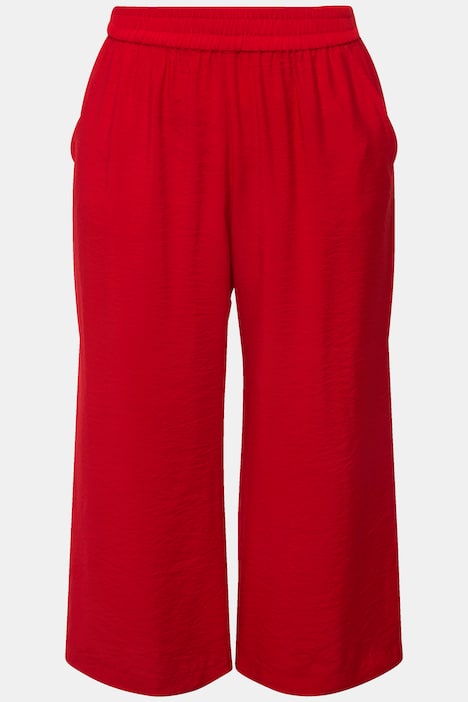 Culotte, weites Bein, gehämmerte Struktur, Elastikbund