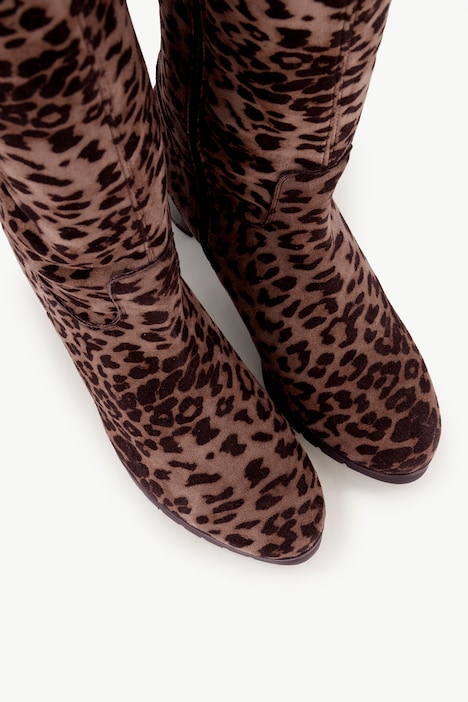 Overknee-Stiefel, XL-Schaft, Leomuster, Weite H