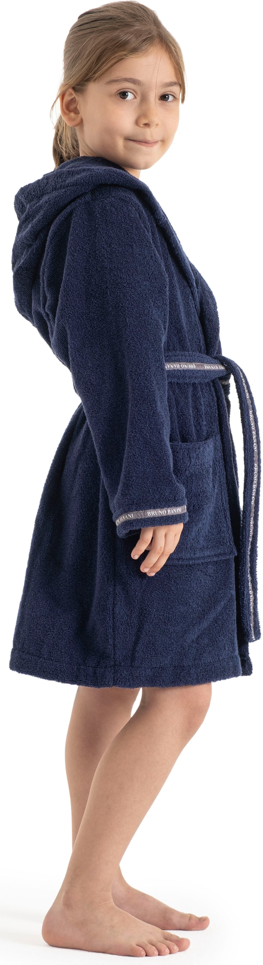 Bruno Banani Kinderbademantel »Danny, Ideal für Zuhause, Schwimmbad oder im Urlaub«, 1 Stk. mit Logostreifen, aus 100% Baumwolle