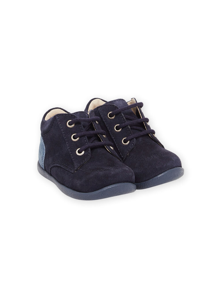 Bottillons bicolore en croûte de cuir bleu