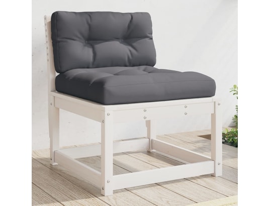 VIDAXL - Canapé de jardin avec coussins blanc bois de pin solide