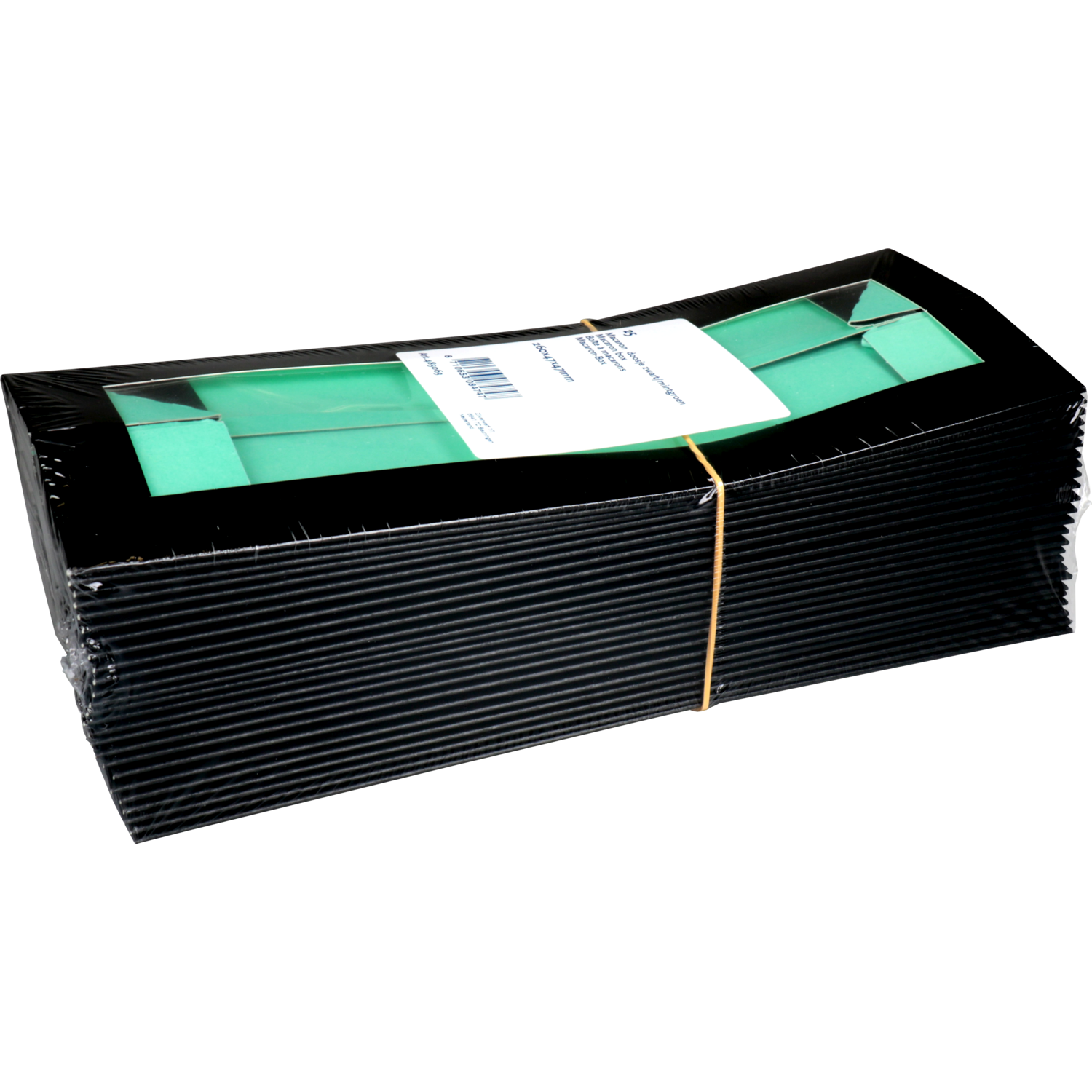 Macarondoosje, karton + PP, 260x47x47mm, zwart/mintgroen