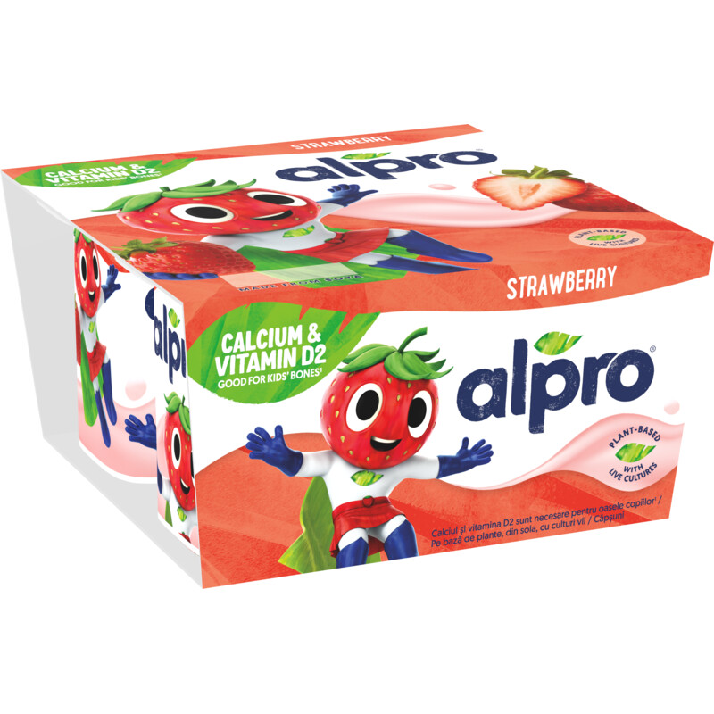 Alpro Soja yoghurt aardbei kids 4-pack