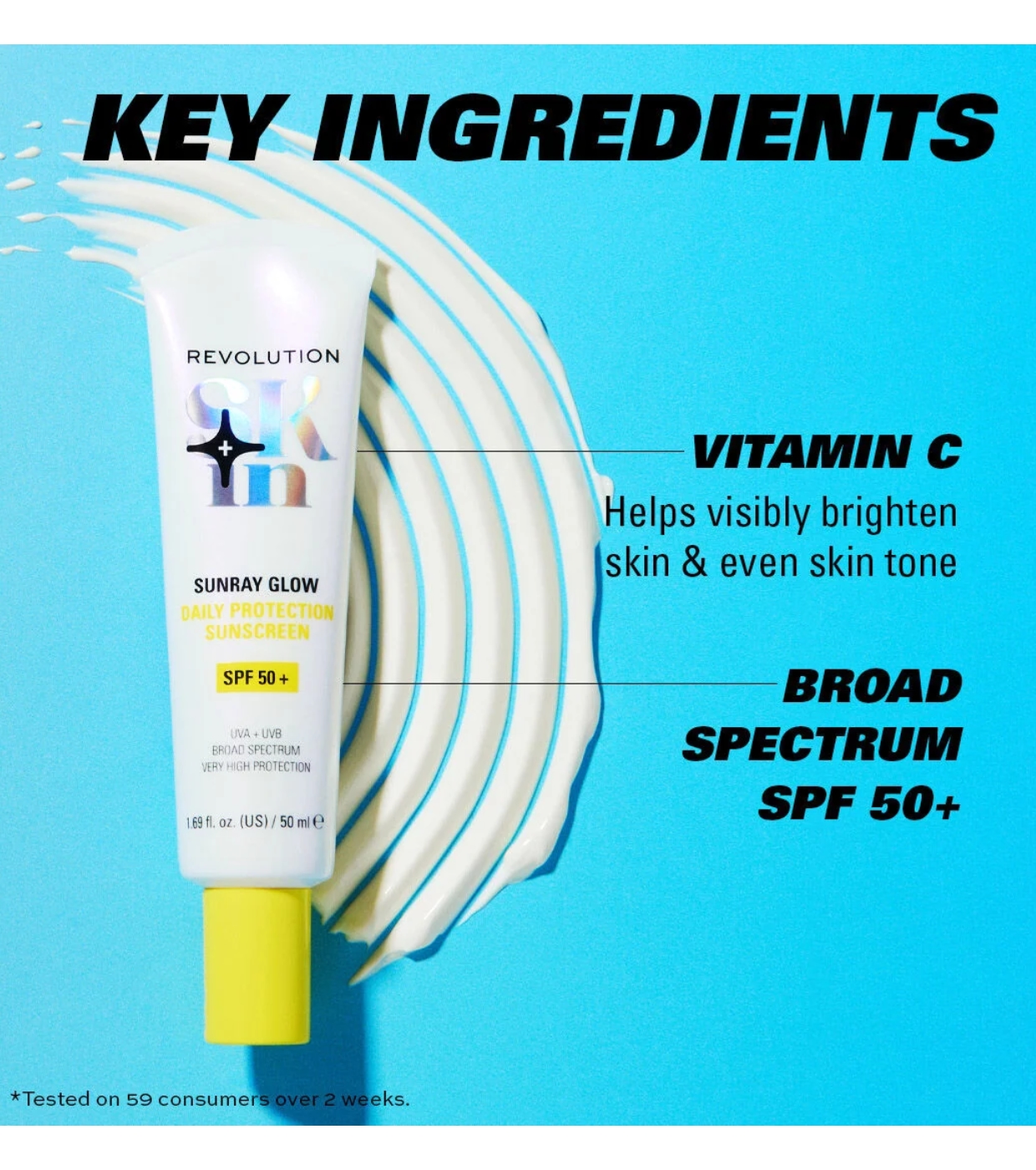 Revolution Skin - Protetor solar com vitamina C Sunray Glow Daily Blur SPF50+