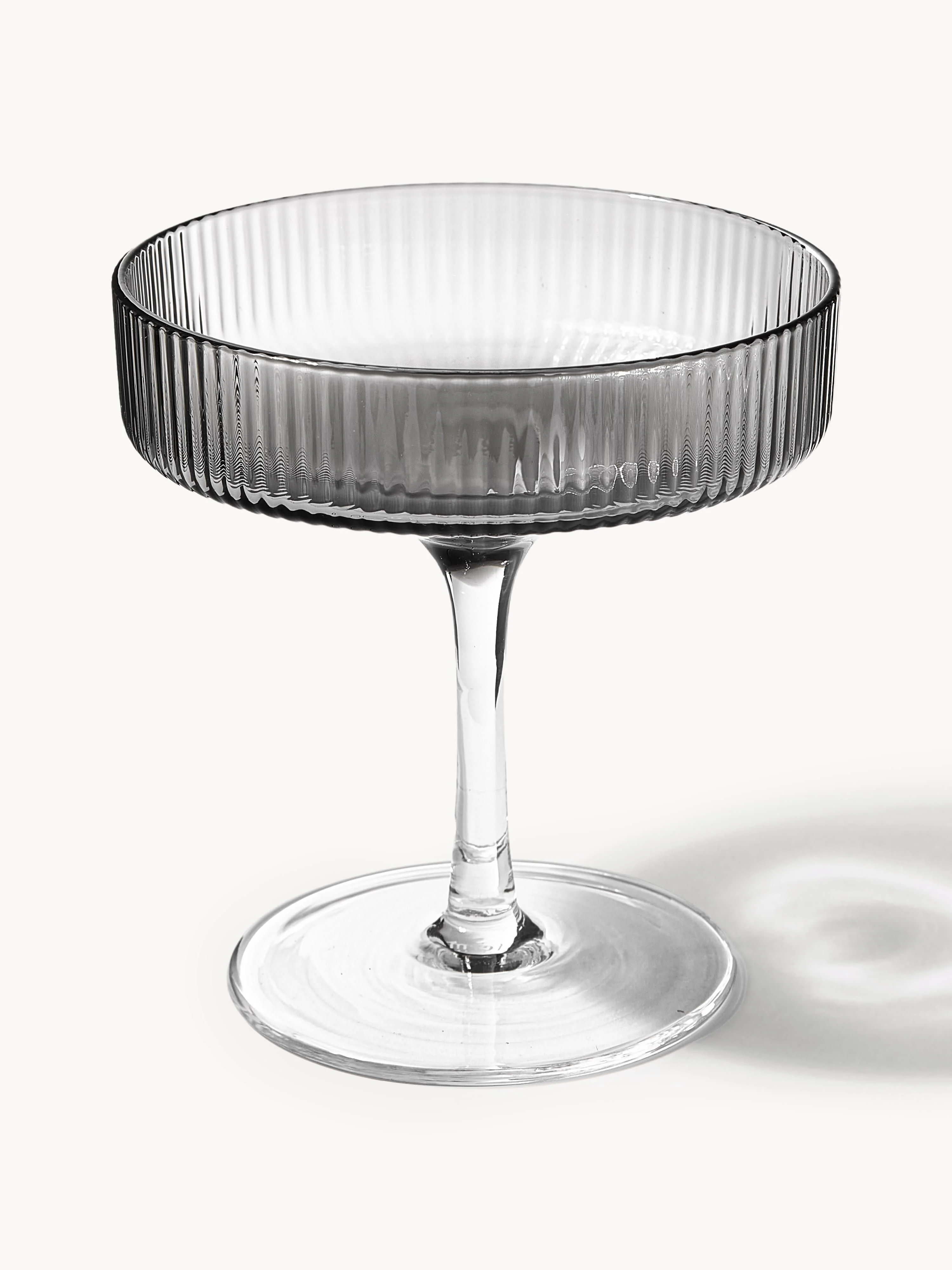 Mondgeblazen champagneglazen Ripple met groefreliëf, 2-delig