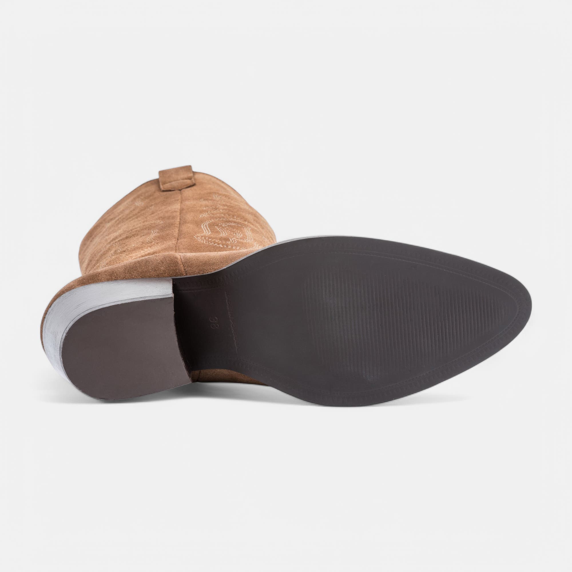Bottes à talon Femme en cuir cognac
