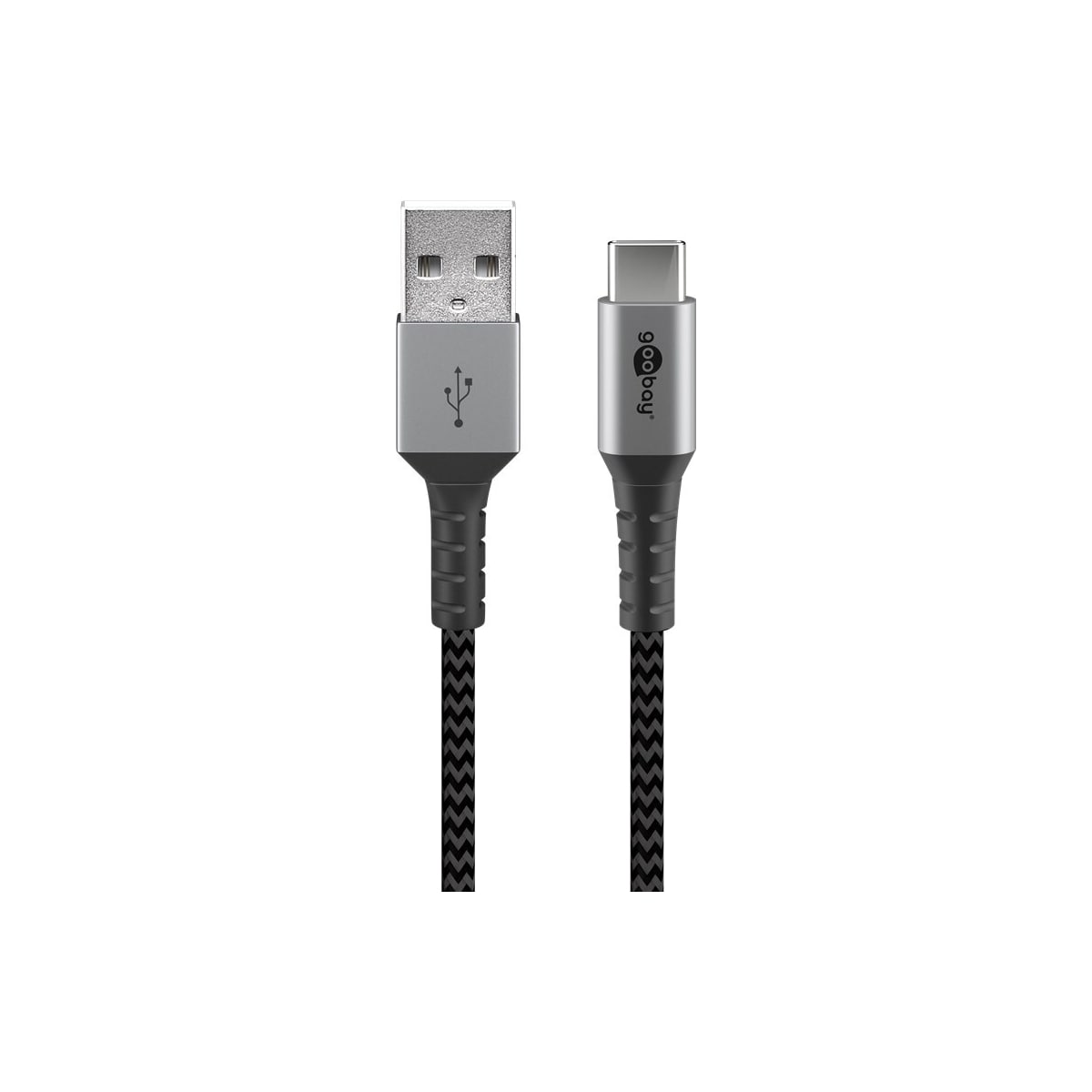 USB-C ™ til USB-A Tekstilkabel med metallplugger (Space grå / sølv) 1 m