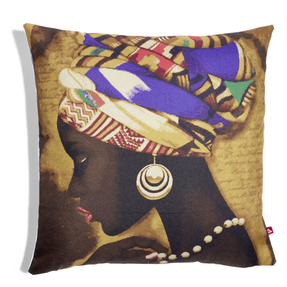 Housse coussin africaine 1 face imprimée 1 face unie 45x45cm - 4 modèles