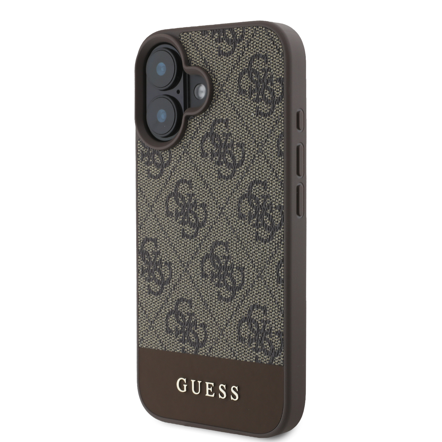 iPhone 16 Leder Hardcase Hülle 4G Bottom Stripe (GUHCP16SG4GLBR) - Braun