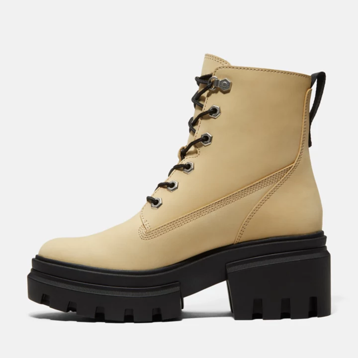Bota feminina Everleigh de 15 cm (6 polegadas) na cor amarelo claro.