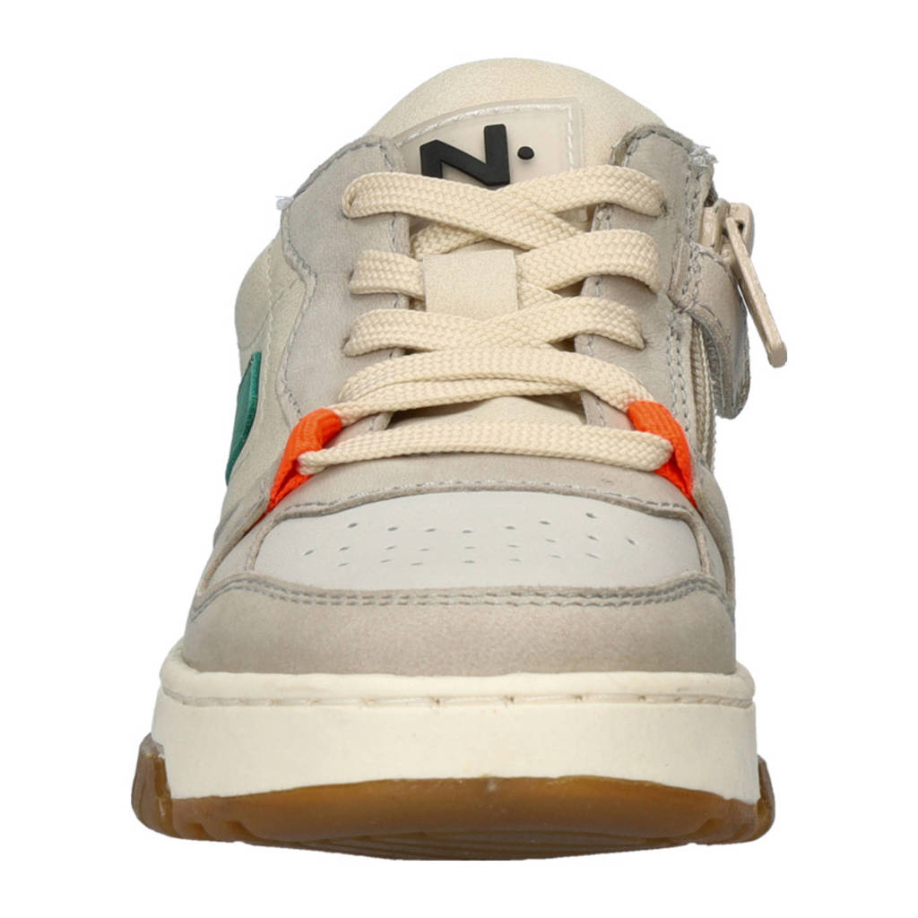 Nelson Kids leren sneakers beige/groen/oranje