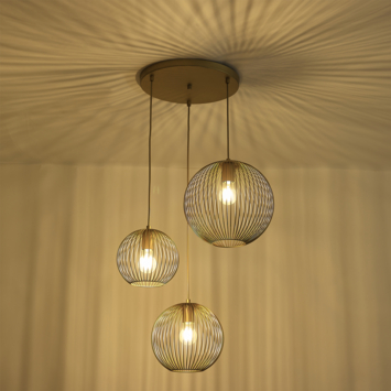 Hanglamp Nikki 3-lichts messing Ø60cm