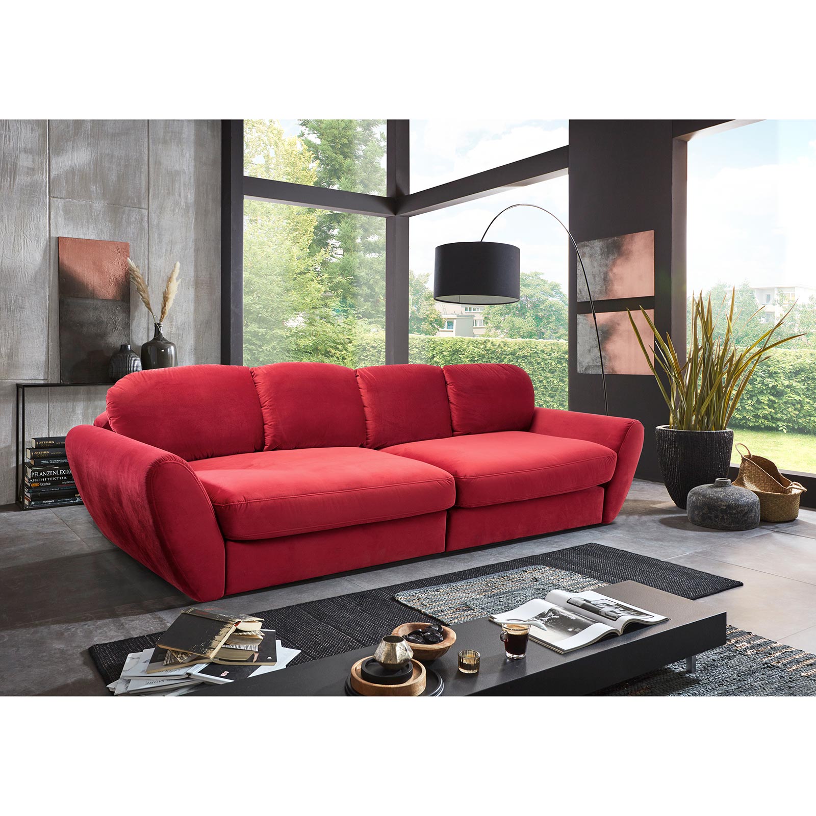 Big Sofa - rot - Samtstoff