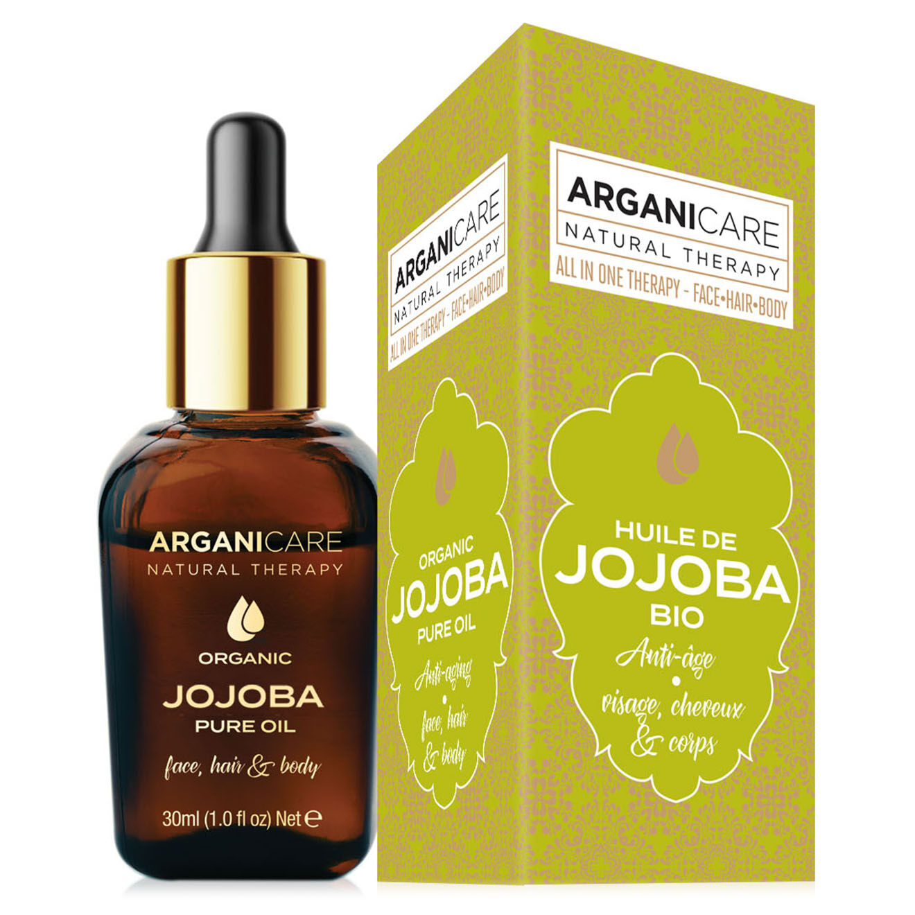 Arganicare Huile de Jojoba Bio 3-1 Visage, Cheveux & Corps - 30 ml