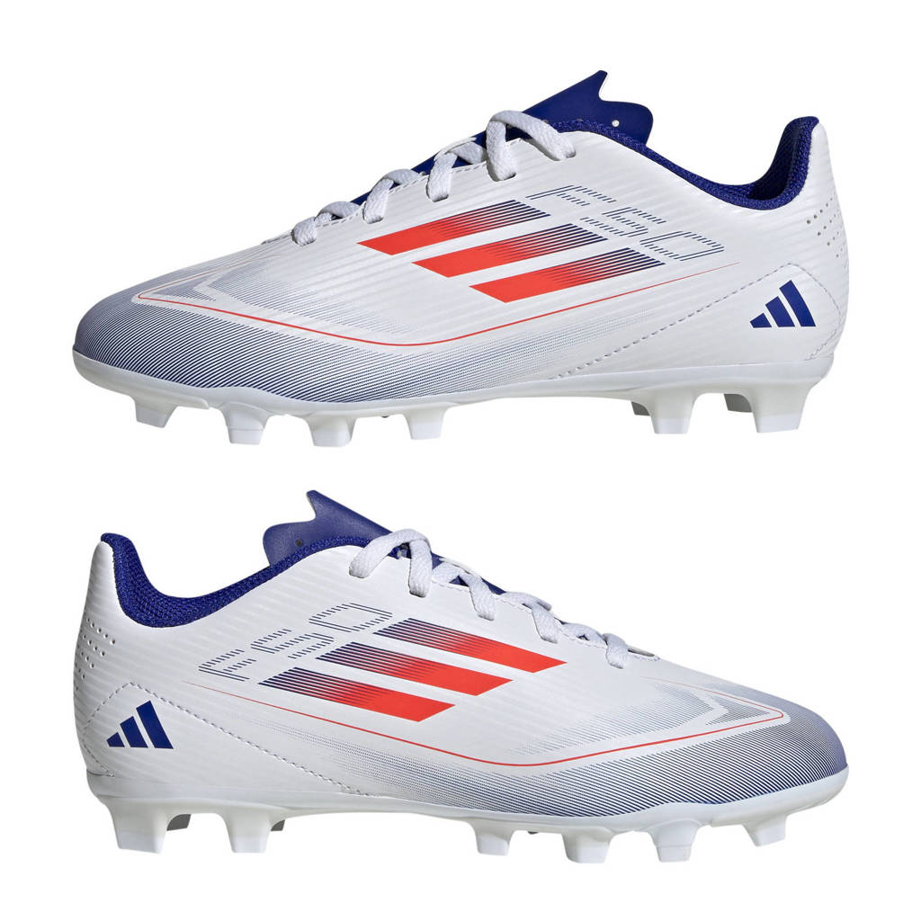 adidas F50 Clubjunior voetbalschoenen wit/rood/kobaltblauw