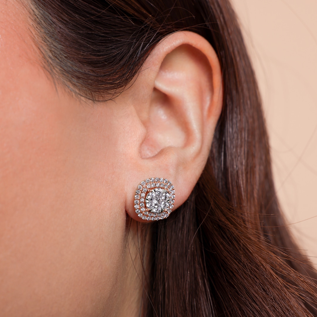 1.50 Karat Diamantohrstecker 750/18 K Roségold