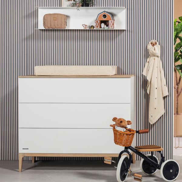 Kidsmill Modular 2 Babykamer Mat Wit / Eiken | Ledikant 60 x 120 cm   Commode