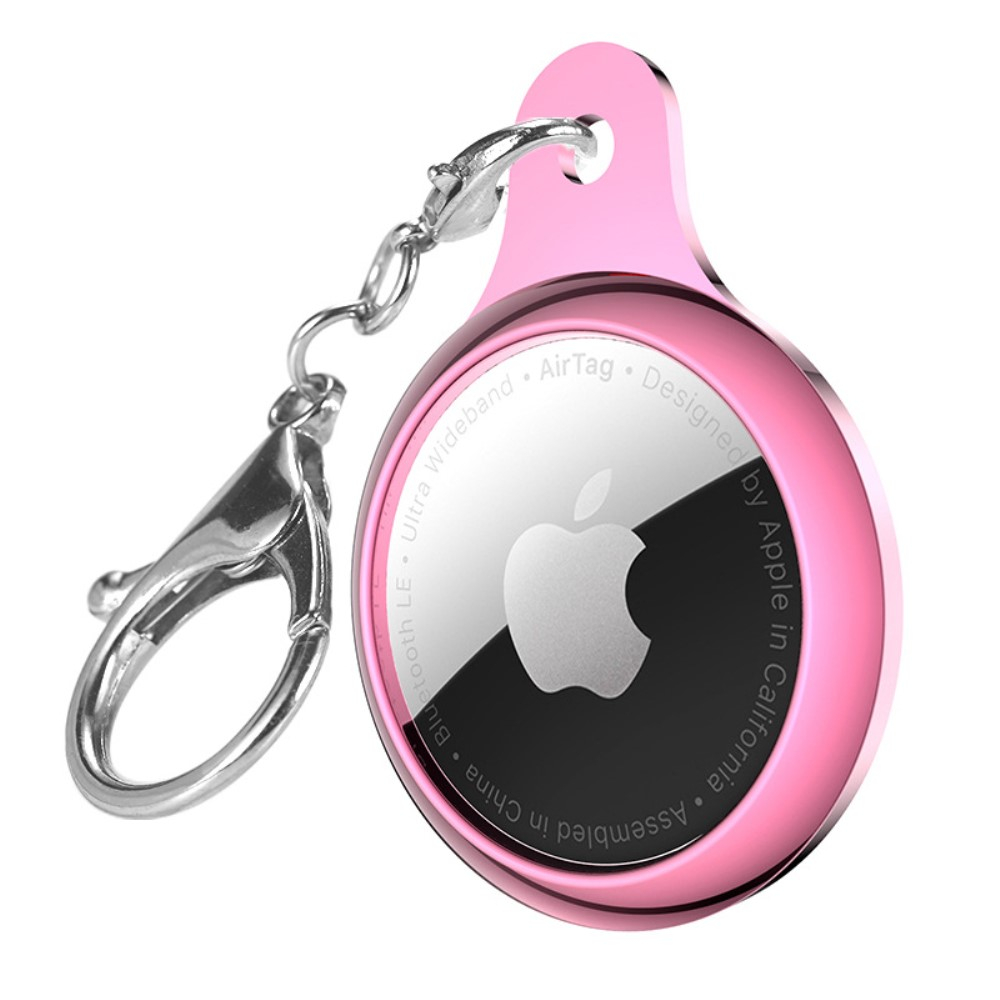 Apple AirTag TPU Hardcase Hülle Schlüsselanhänger mit Triggerverschluss - Pink
