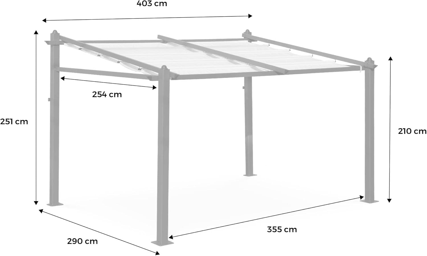 Alice's Garden - Wand-Pergola aus Aluminium- Murum 3x4m - Ecru Stoff-Pergola