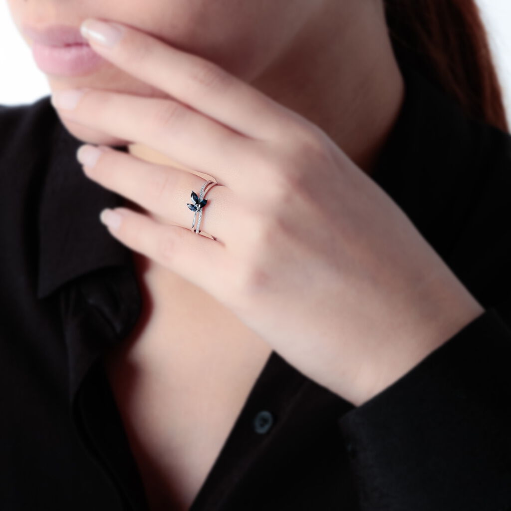 Bague Angie Or Blanc Topaze Et Diamant