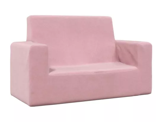 Canapé pour enfants à 2 places Rose Peluche douce