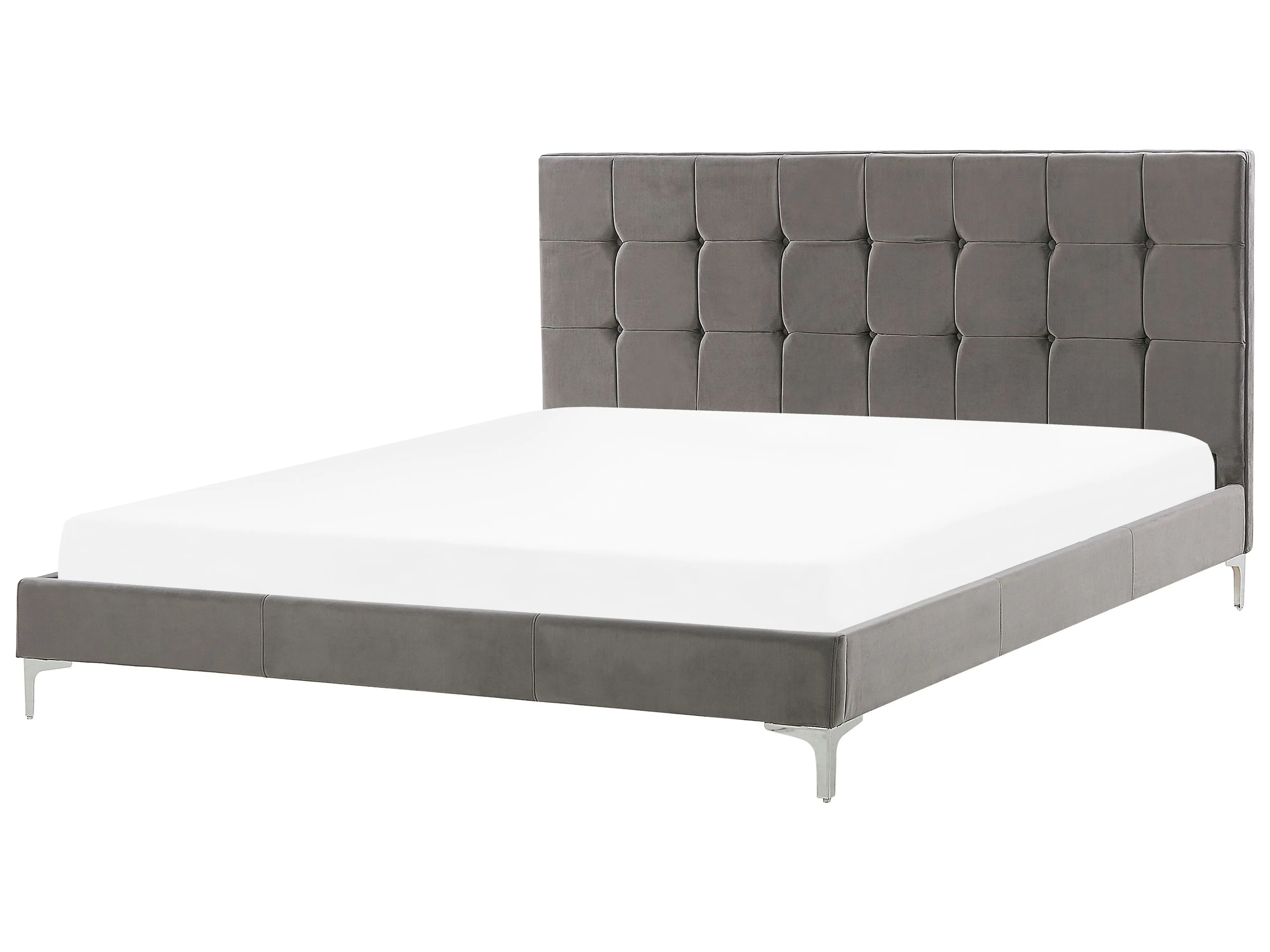 Bed Fluweel AMBERT 180 x 200 cm Grijs