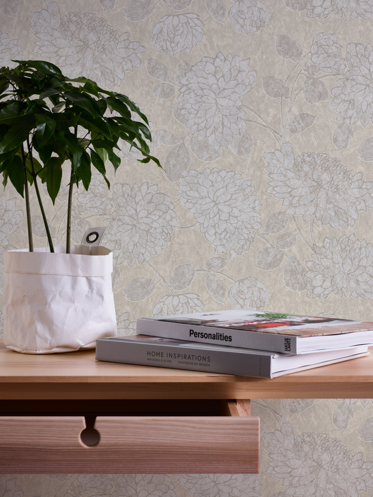 A.S. Creation Vliestapete - beige-weiß - Floral - 10 Meter