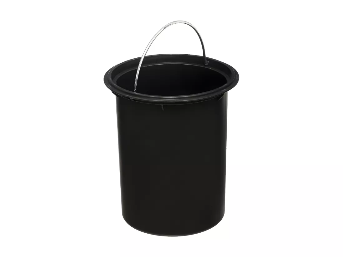 Poubelle de salle de bain en métal Noir charbon et couvercle en Bambou 3 L