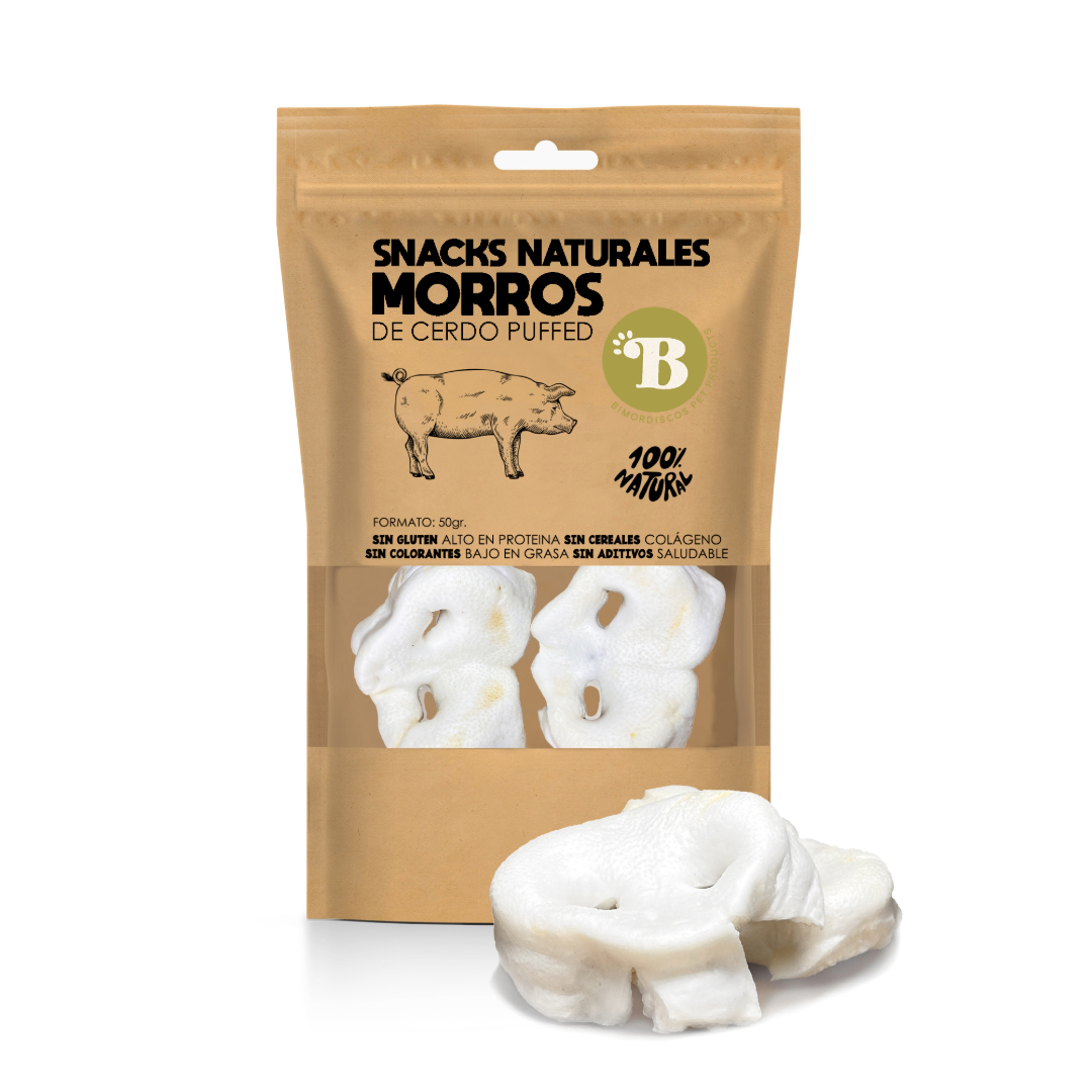 BIMORDISCOS Focinhos de Porco Inflados Naturais para Cães