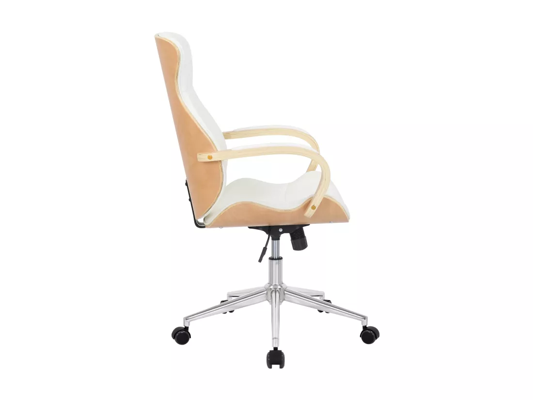 Chaise de bureau - Similicuir & Métal chromé - Nature / Blanc - Melilla