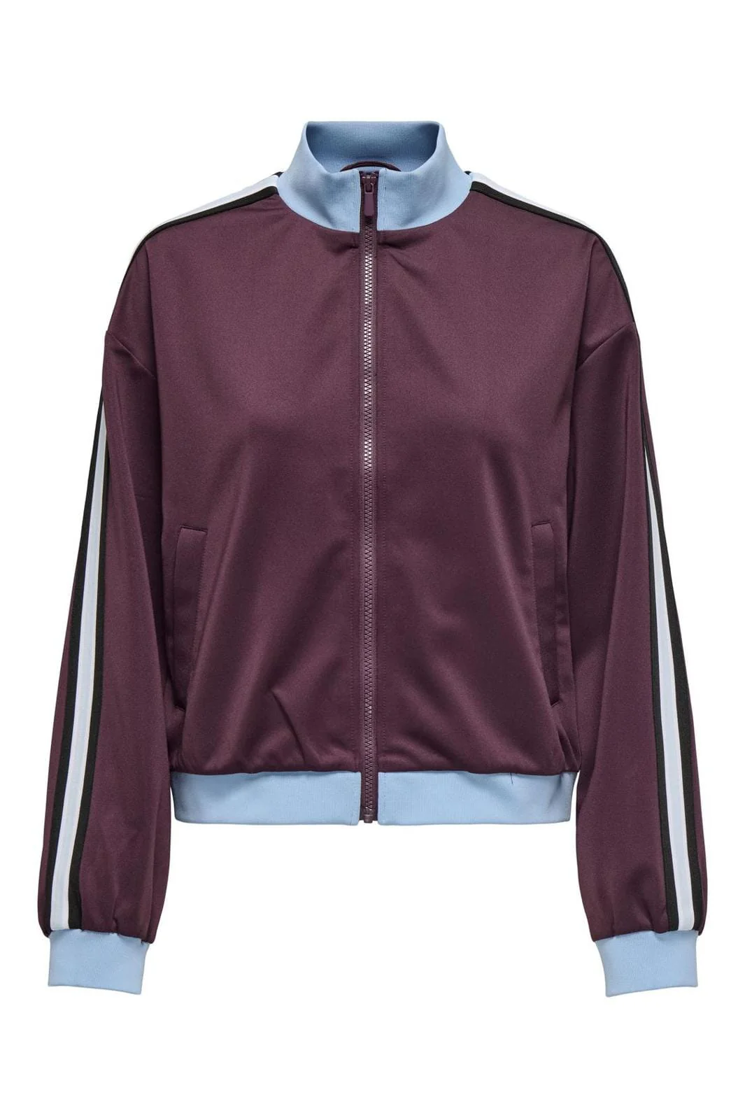 Only Onlwarm Up X Track Zip Jacket 4748813 burgundy w soft chambray tape