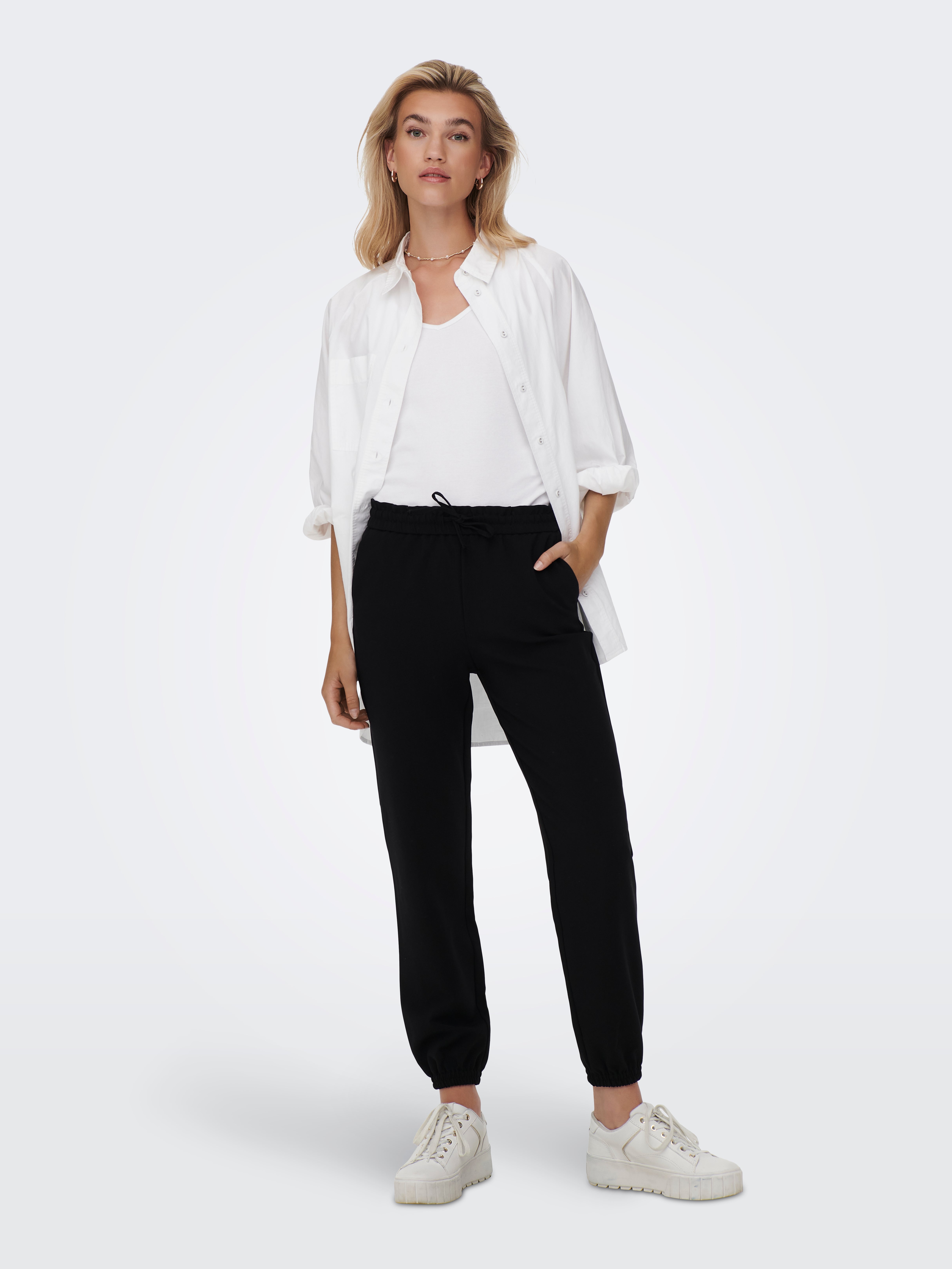 ONLMILIAN Mittlere Taille Locker geschnitten Hose Black