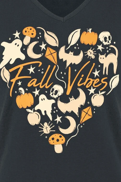 T-shirt Halloween avec motif coœur automnal | Full Volume by EMP T-Shirt Manches courtes