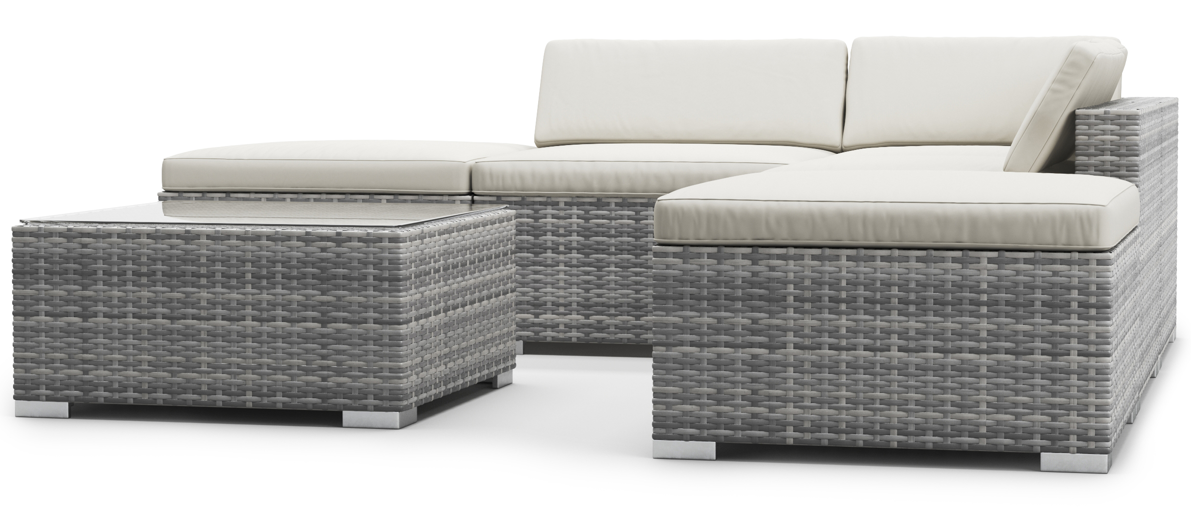 Rattanlounge TEXAS grau/weiss