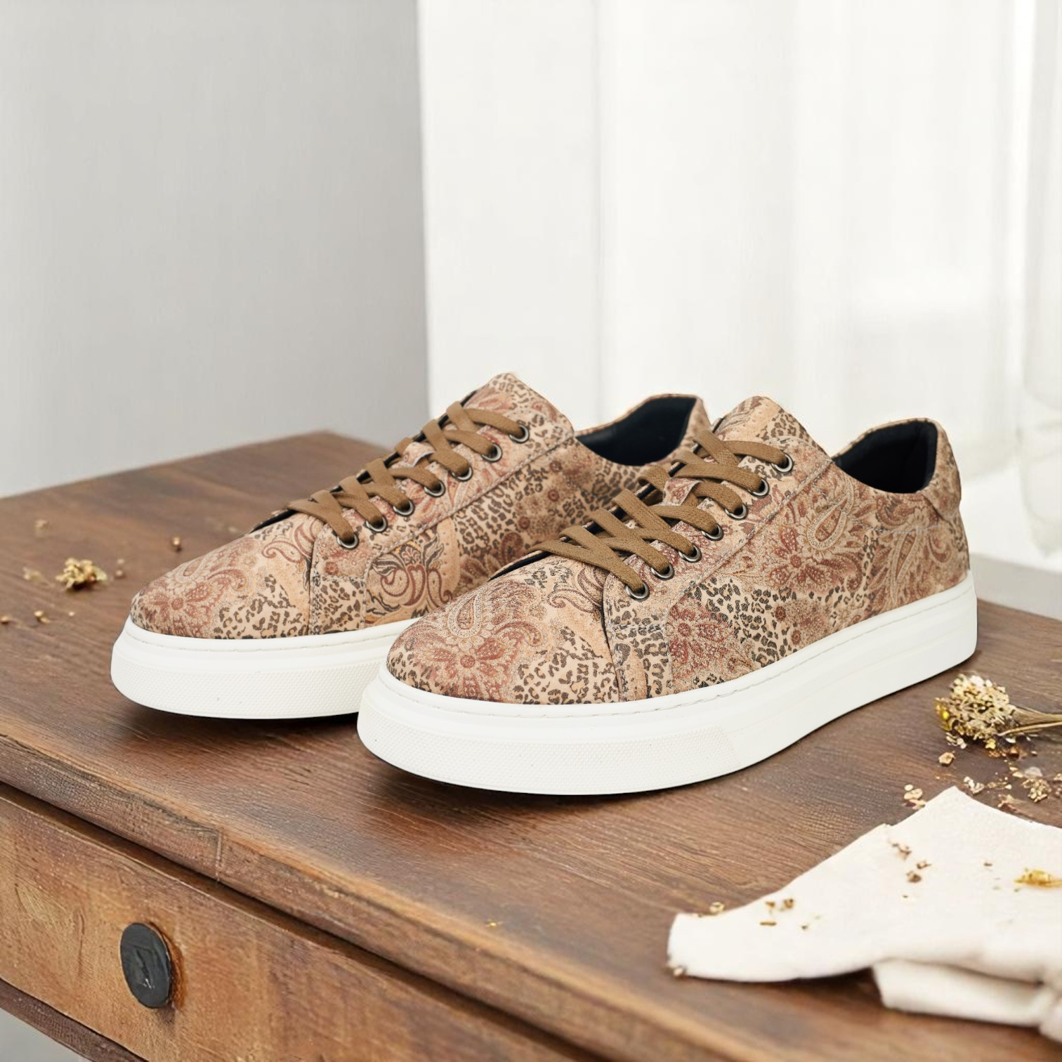 Sand Paisley Panther Sneakers