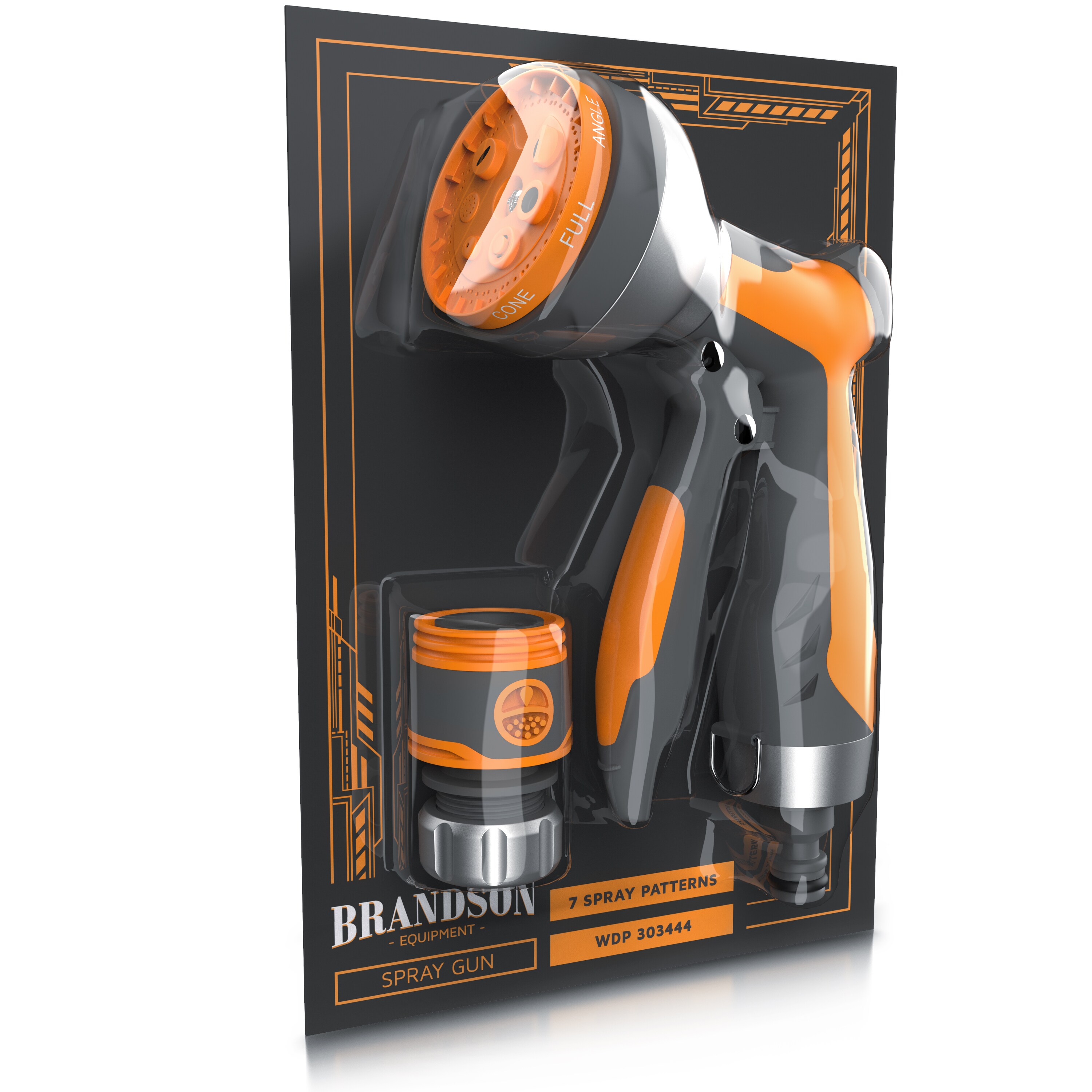 Brandson Garten Handbrause 7 Sprühprofile - Gartenbrause für Gartenschlauch - Spritzpistole Pistolengriff mit Halteclip - 1-8 bar Wasserdruck