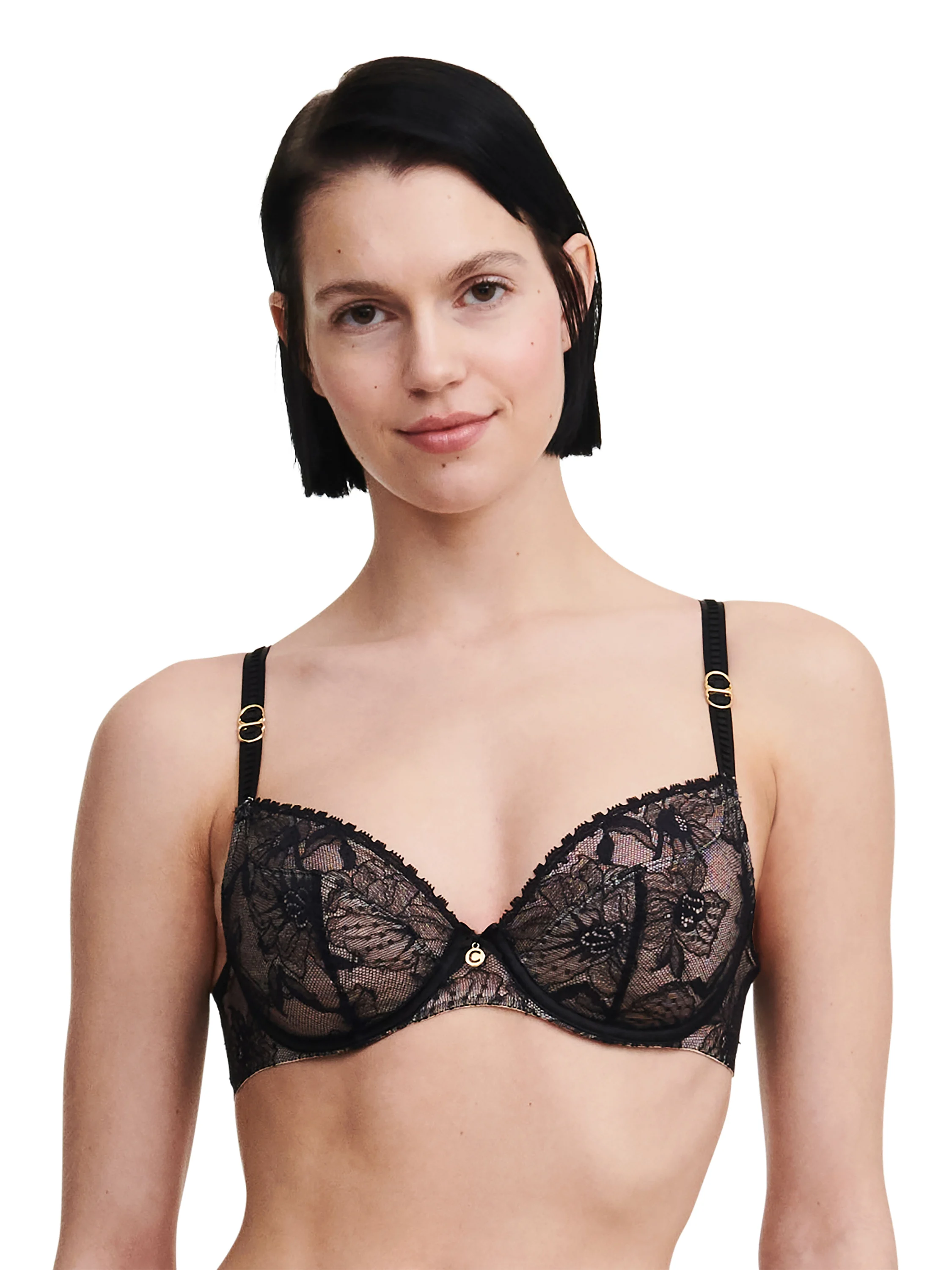 ORCHIDS - Soutien-gorge emboîtant avec dentelle de leavers | Noir