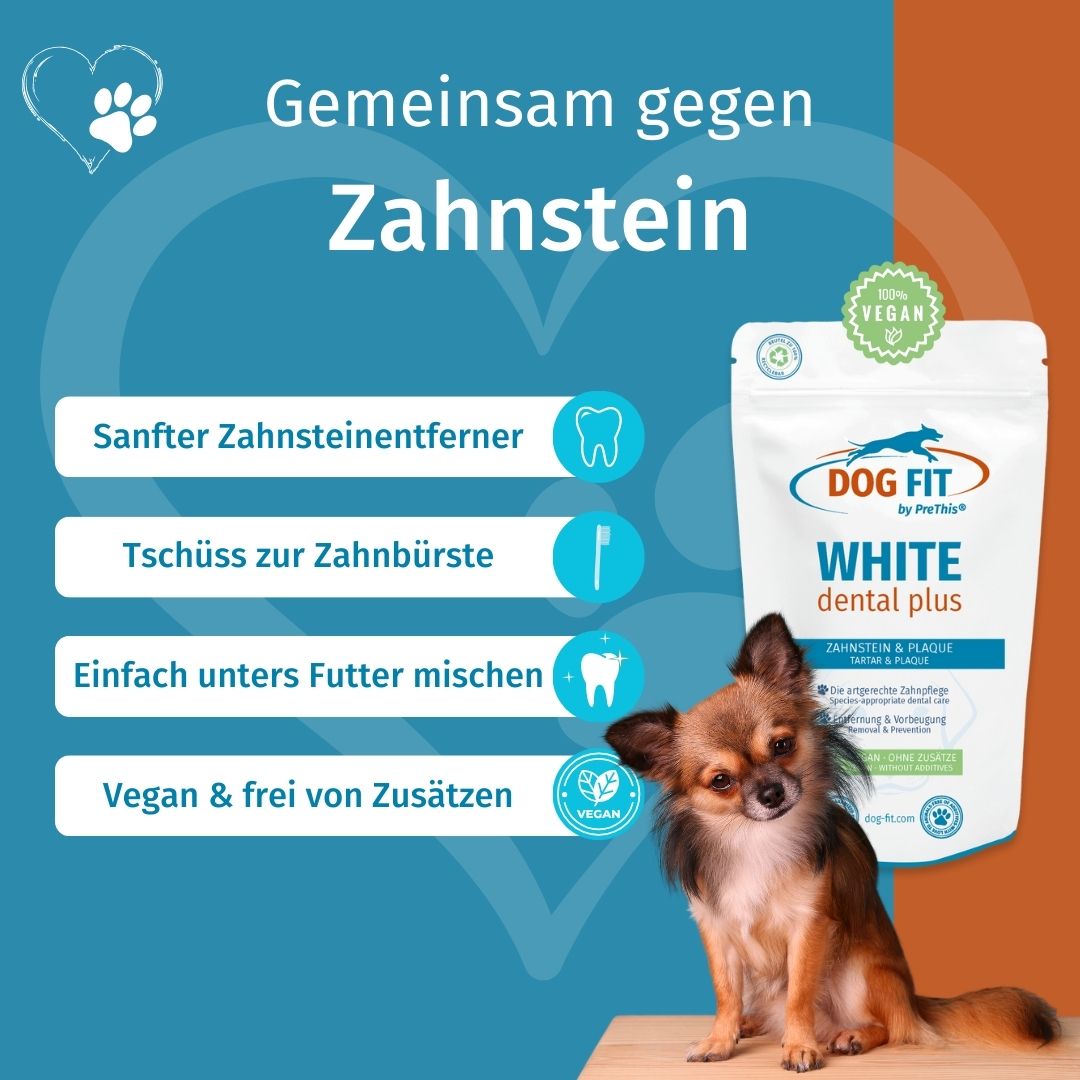 DOG FIT by PreThis® WHITE dental plus » Zahnsteinreduzierung & Zahnpflege für Hunde
