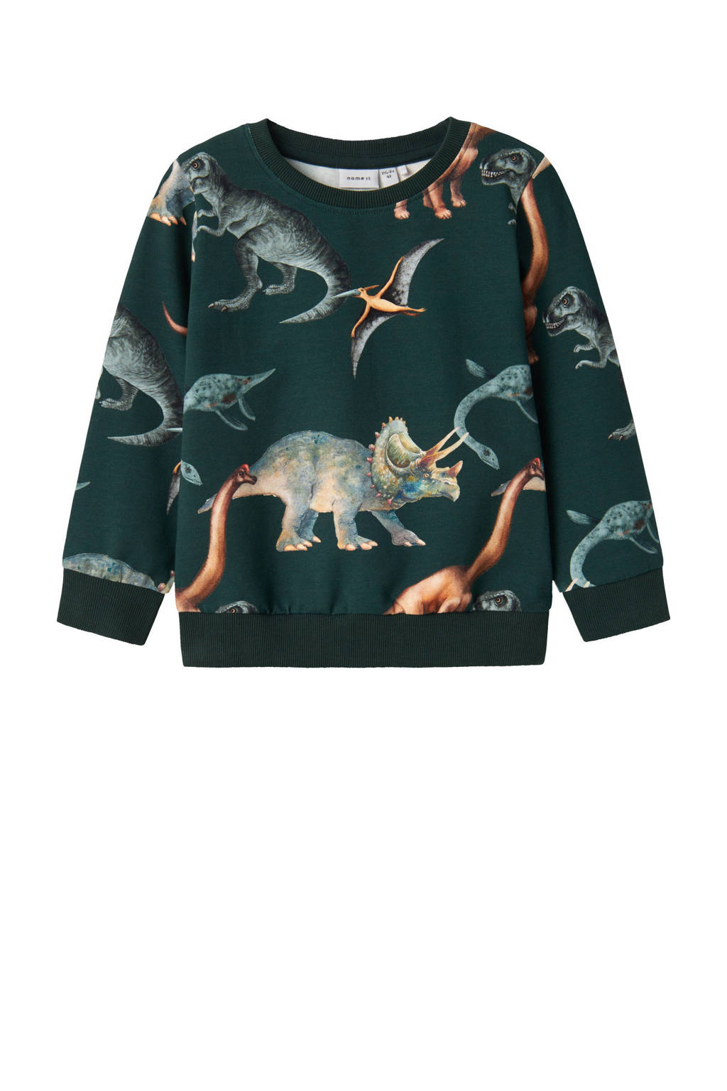NAME IT sweater NMMKASMIR met all over print donkergroen/lichtbruin