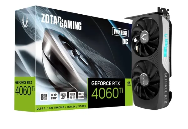 ZOTAC GAMING GeForce RTX 4060Ti Twin Edge - Grafikkort - GeForce RTX 4060 Ti - 8 GB GDDR6 - PCIe 4.0 x8 - HDMI, 3 x DisplayPort