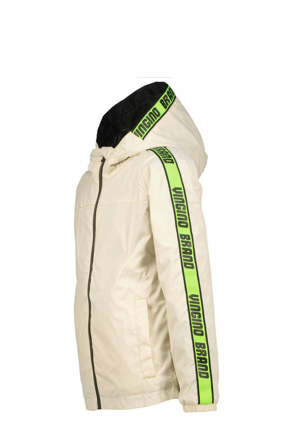 Vingino reversible zomerjas Tape met contrastbies beige/zwart