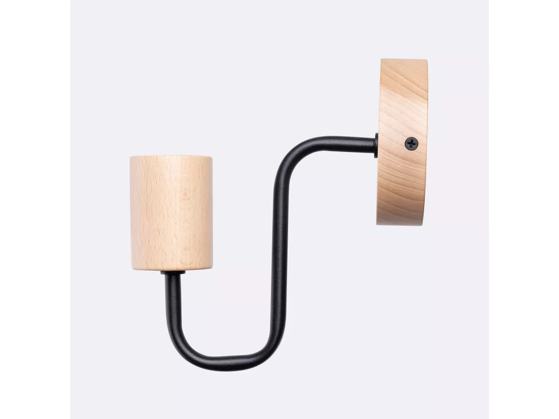 Applique Timbo grenier en acier/bois - 1 sources lumineuses - L.8 x H.18,5 cm - noir/bois naturel