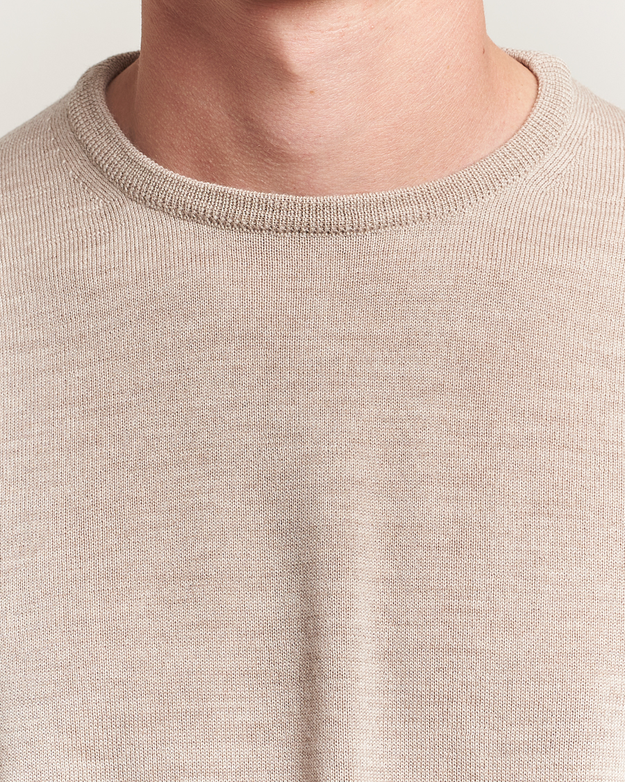 Morgano Extra Fine Merino Wool Crewneck Beige