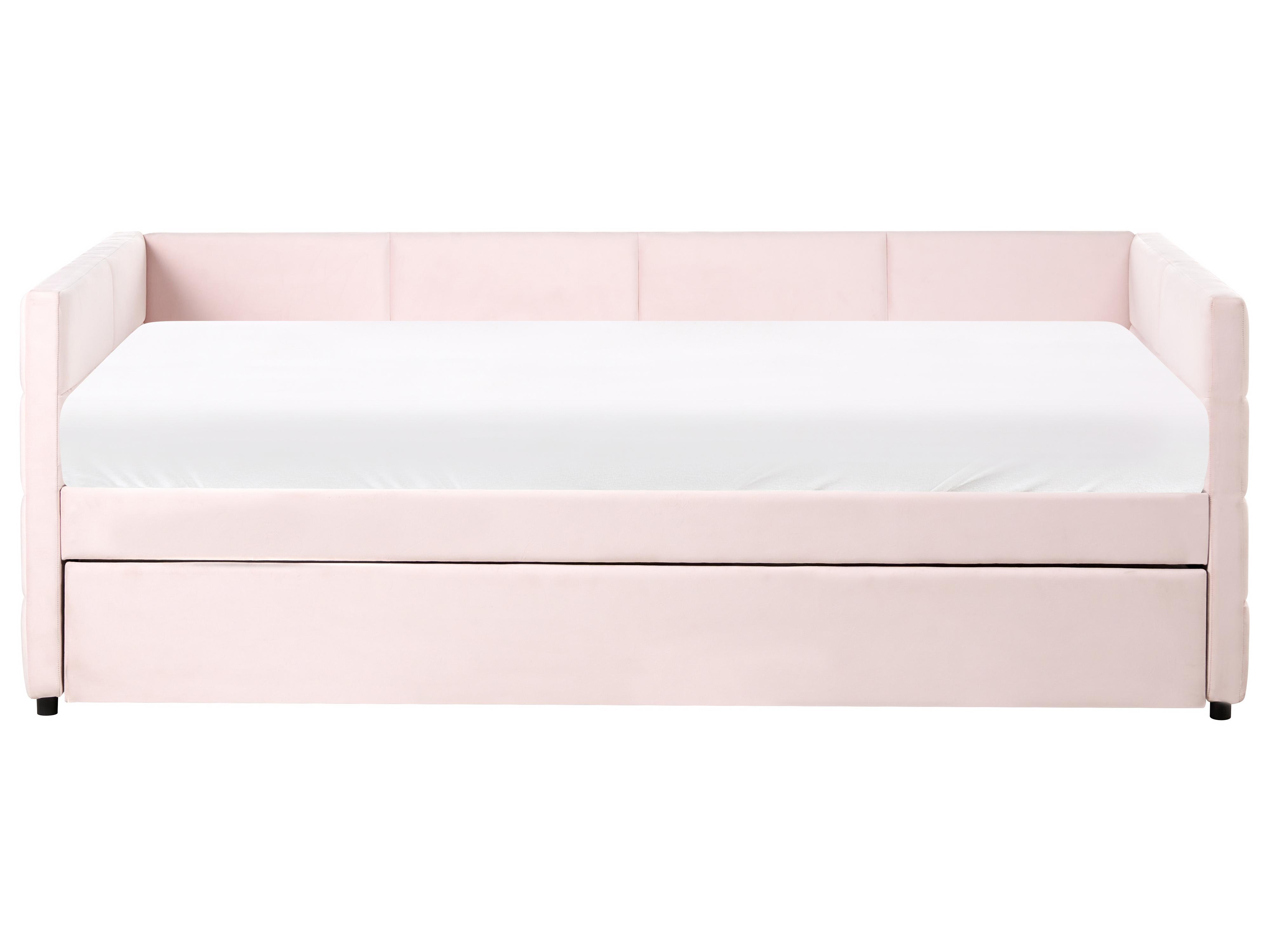 Onderschuifbed Fluweel CHAVONNE 90 x 200 cm Roze