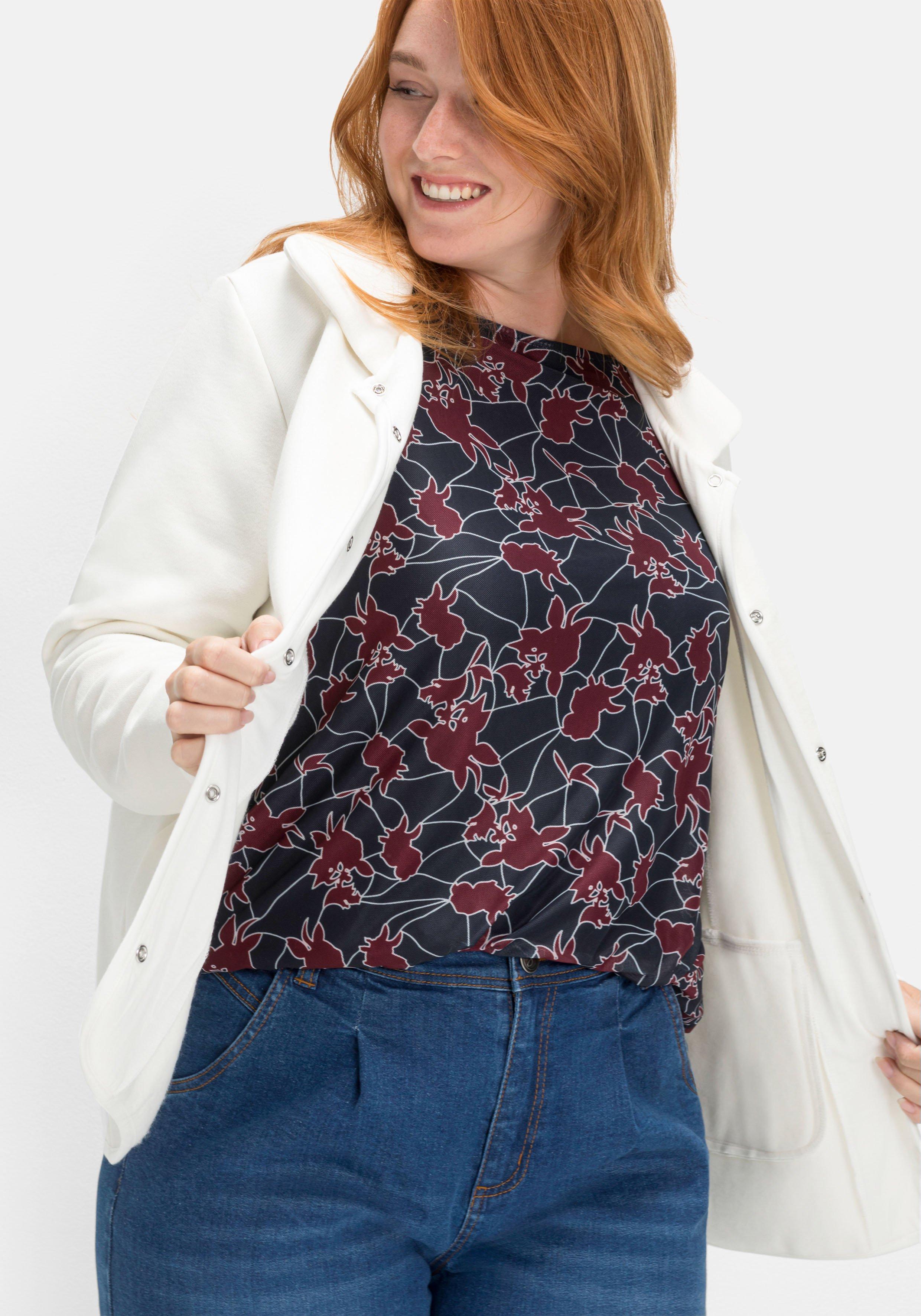 Sweatjacke im Shacket-Stil, mit Umlegekragen