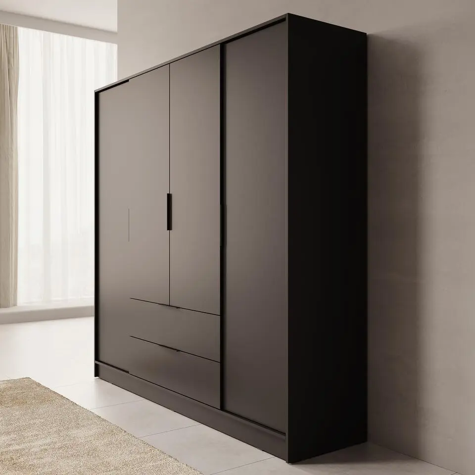 Meubella - Kledingkast Kellan - Zwart - 206 cm