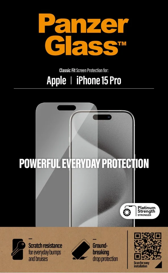 PanzerGlass - Skærmbeskyttelse iPhone 15 Pro - Classic Fit