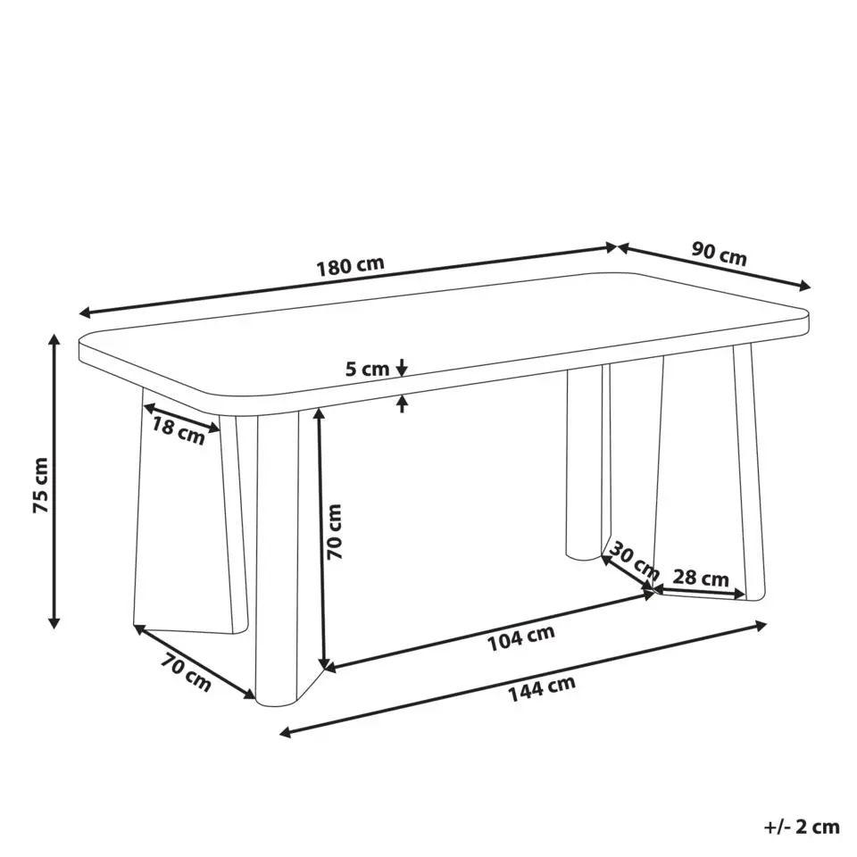 ATLIN - Eettafel - Zwart - 180 x 90 cm - MDF