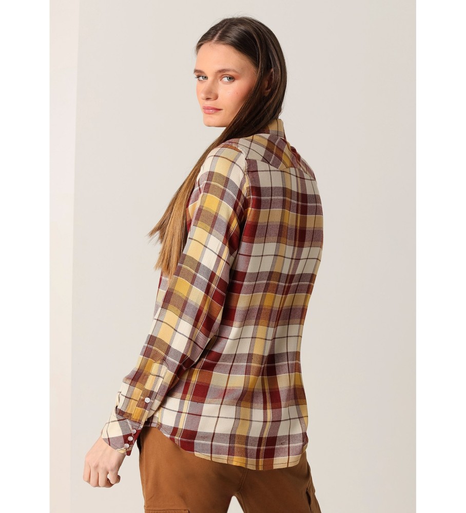 Camisa Lois de flanela xadrez multicolorida em denim