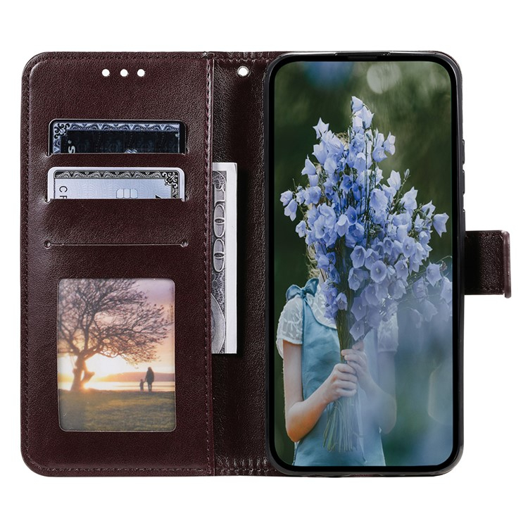 Samsung Galaxy A56 Leder Tasche Wallet - Mandala Flowers Imprint - Braun